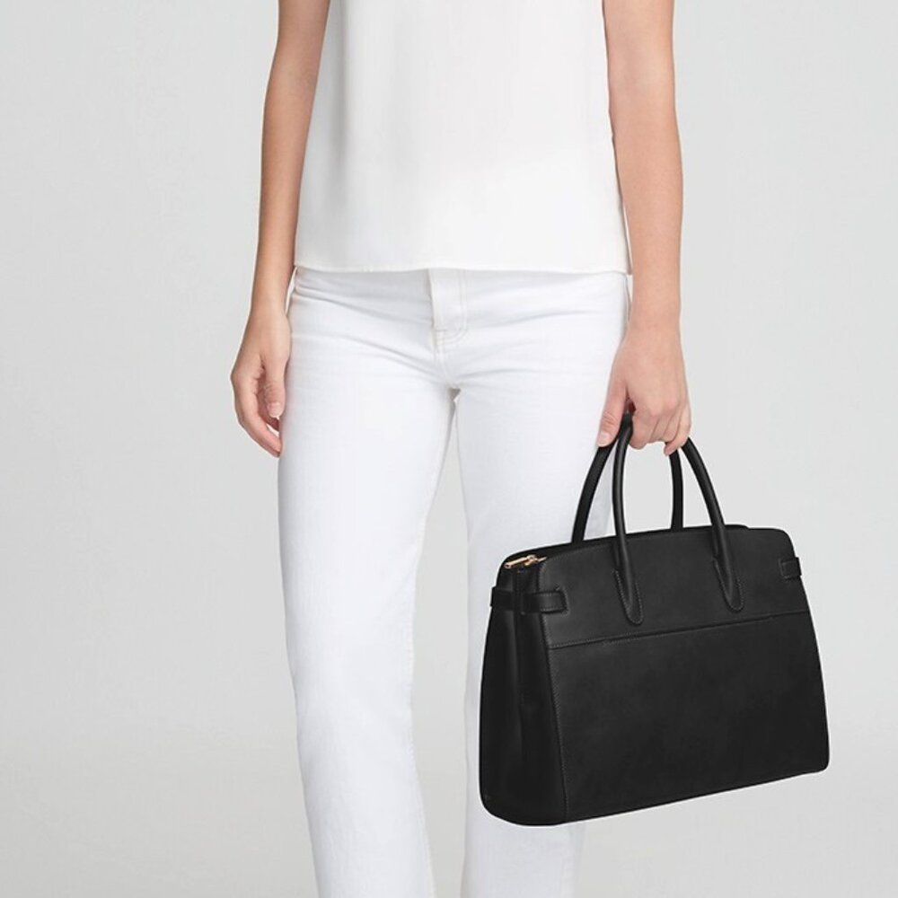CUYANA Black Italian Leather WORK SATCHEL BAG - Picture 7 of 14